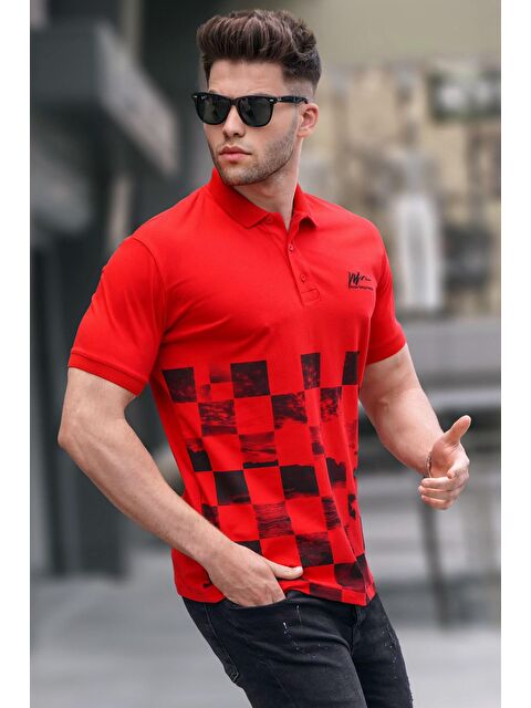 Madmext Kırmızı Desenli Erkek Polo Yaka Tişört 5871 - S000016169-20045