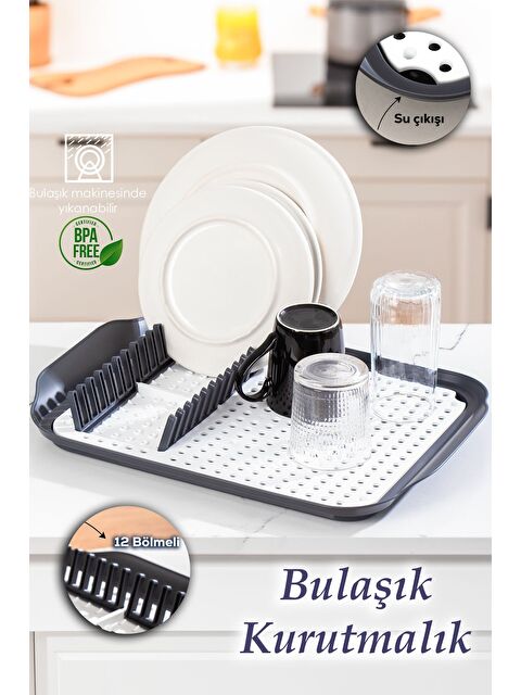 Porsima 1213 Çok Amaçlı Bulaşık Tepsisi Bulaşıklık Tezgah Üstü Kurutmalık Durulama Matı Bulaşık Sepeti - S000295903-37227