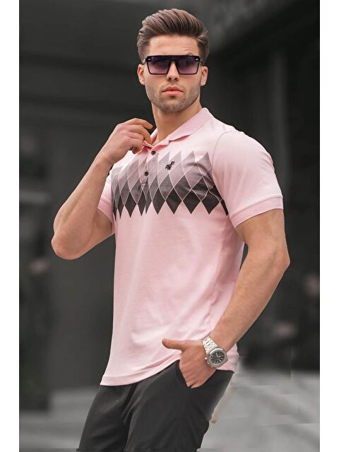 Madmext Pudra Desenli Polo Yaka Erkek Tişört 6106 - S000015944-23490