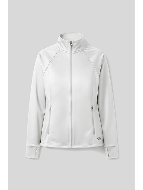 Tommylife Beyaz Fermuarlı Dik Yaka Basic Rahat Form Kadın Koşu Ceketi - 97310 - S000464585-20063