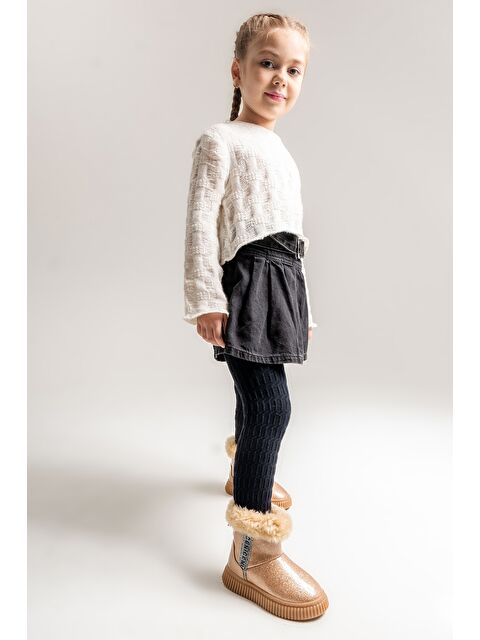 Mnpc Kız Çocuk Platin Simli Suni Deri Kürklü Anatomik Kar Botu - S000303961-37293