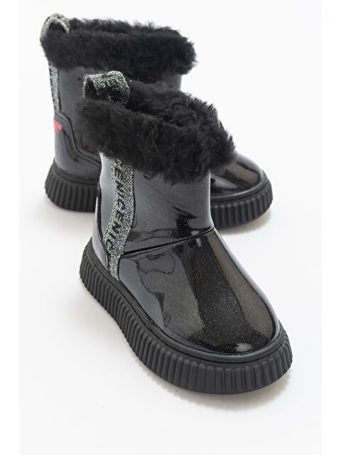 Mnpc Kız Çocuk Siyah Simli Suni Deri Kürklü Anatomik Kar Botu - S000303961-19351