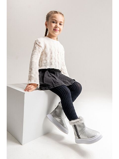 Mnpc Kız Çocuk Gümüş Simli Suni Deri Kürklü Anatomik Kar Botu - S000304778-18105