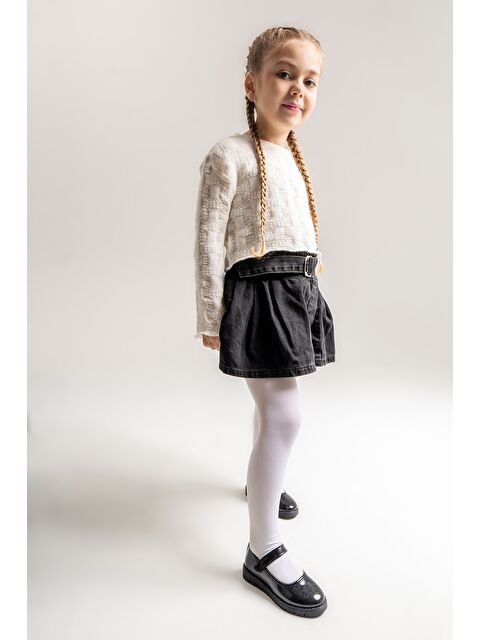 Mnpc Kız Çocuk Siyah Simli Rugan Deri Anatomik Günlük Babet - S000270872-19351