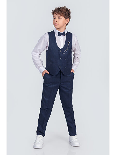 Pina Kids Erkek Çocuk Takım Elbise Papyonlu Yelekli Takım Elbise TE.9999 - S000245333-21164