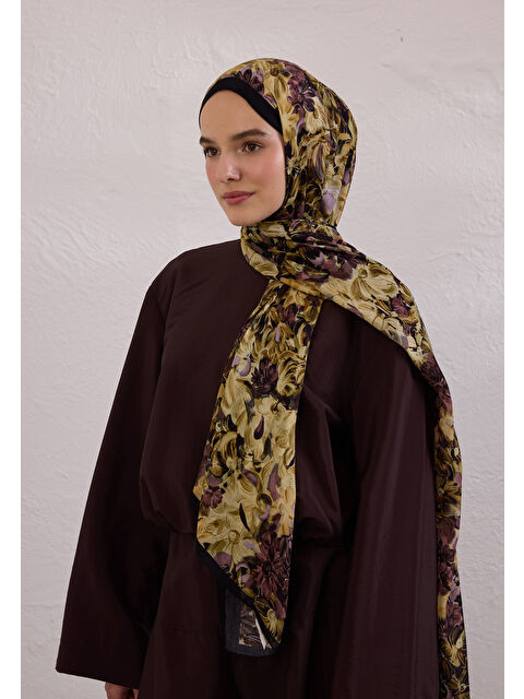 Fresh Scarfs Summer Bloom Desen Rami Şal Siyah