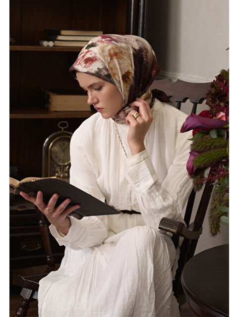 Fresh Scarfs Vıntage Rose Desen Pamuklu Viskon Eşarp Antrasit