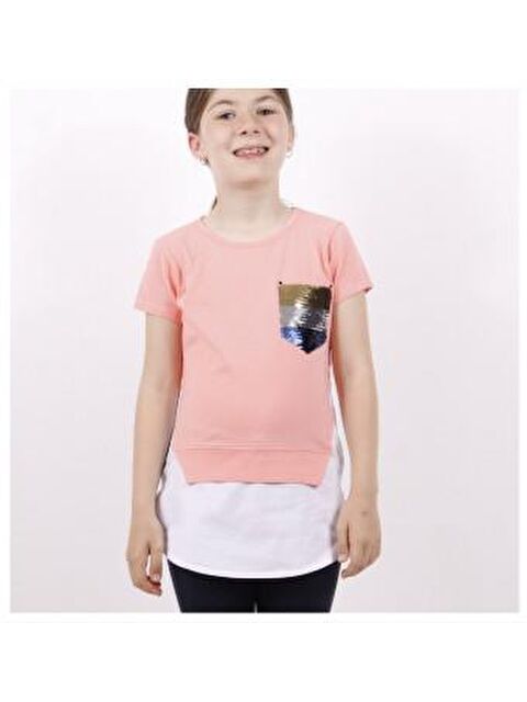 Toontoykids Kız Çocuk Göğsü Cepli Pul Nakışlı Tişört - S000255560-24085