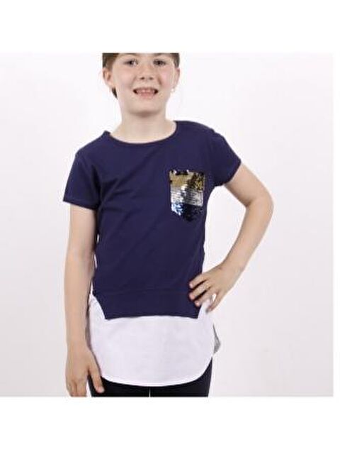 Toontoykids Kız Çocuk Göğsü Cepli Pul Nakışlı Tişört - S000255560-21164