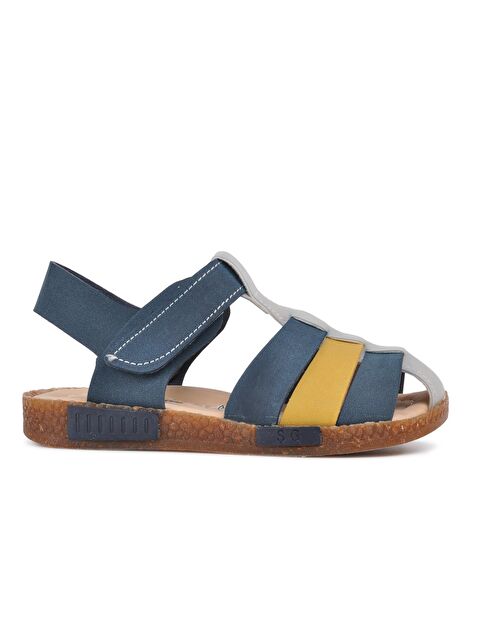 Ayakmod 210111 Lacivert-Bej-Hardal Erkek Çocuk Sandalet - S000030175-37354