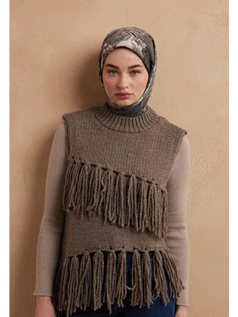 Fresh Scarfs Darıa Desen Pamuk İpek Eşarp Duman