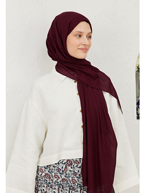 Fresh Scarfs Rami Viskon Şal Koyu Bordo