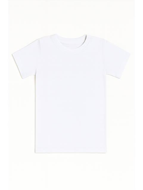 Kompedan Erkek Çocuk %100 Pamuklu Ribana Yarım Kol Kapalı Yaka Fanila | Beyaz 0706 - S000231985-20063