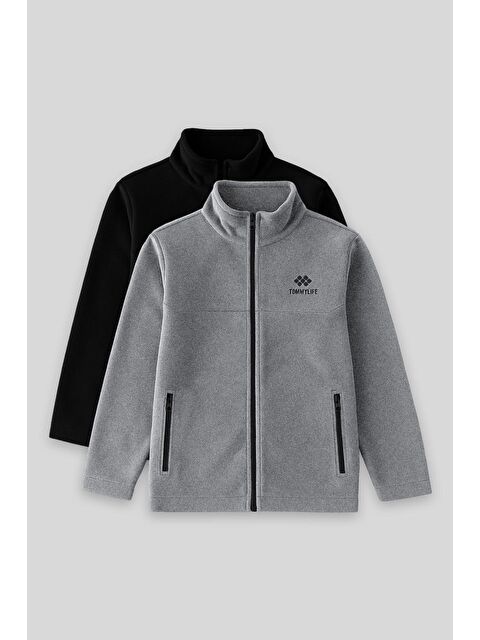 Tommylife Standart Fit 2li Paket Siyah-Gri Melanj Erkek Çocuk Polar Sweatshirt - 11223 - S000447874-37430