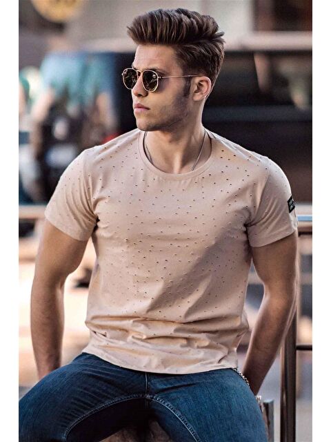 Madmext Yırtık Detaylı Camel %100 Pamuk Tişört 2883 - S000039426-20472