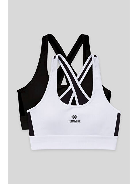 Tommylife Slim Fit U Yaka 2li Paket Siyah-Beyaz Kadın Spor Büstiyer - 97121 - S000449322-37424