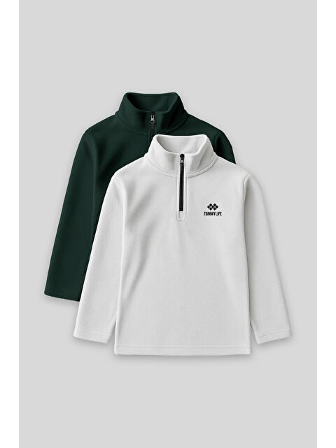 Tommylife Standart Fit 2li Paket Çam Yeşili-Taş Erkek Çocuk Polar Sweatshirt - 11221 - S000449354-18194