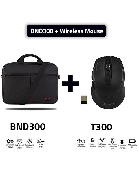 Classone BND300 15.6 Notebook El Çantası + Mouse - S000022926-19351