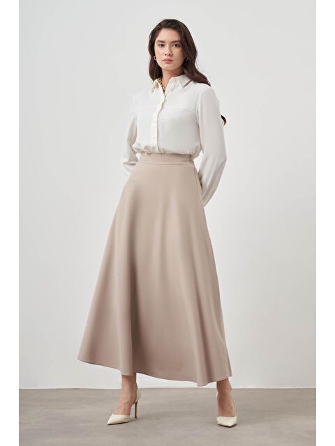 Mizalle Bsc Kloş Bej Etek - S000162071-19928