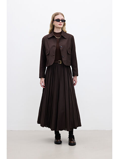 Manuka Pılıse Maxı Etek Acı Kahve - S000337498-19413