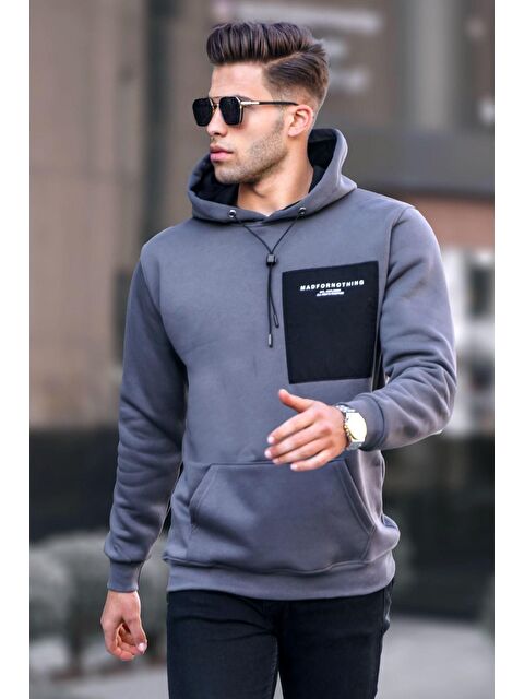Madmext Füme Baskılı Kapüşonlu Erkek Hoodie 6004 - S000049698-33408