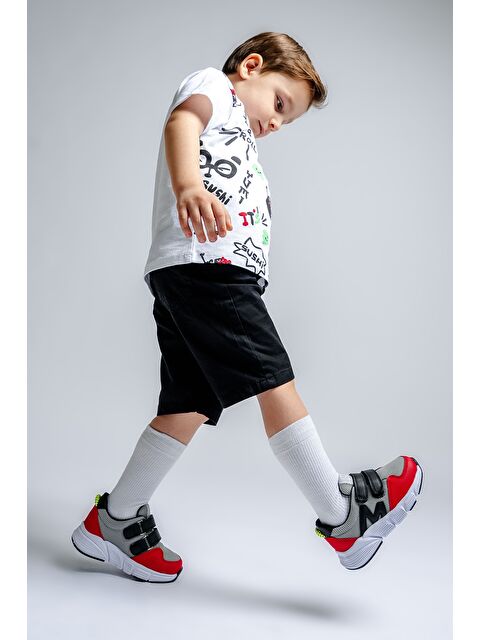 Mnpc Erkek Çocuk Kırmızı-Gri Spor Ayakkabı - S000353475-37280