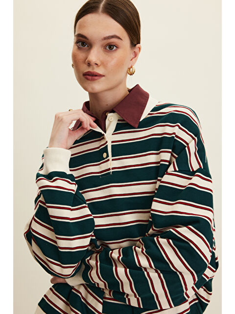 Manuka Polo Yaka Oversıze Sweatshırt Yeşil - S000389065-18194