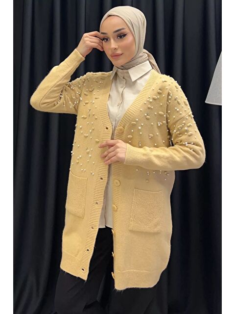 Julude İnci Detaylı Tesettür Triko Hırka - S000289754-19928