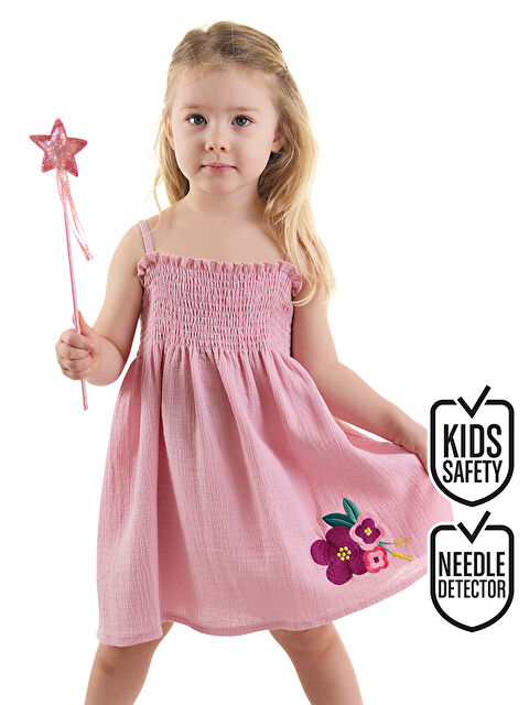 Denokids Çiçekli Gülkurusu Kız Bebek Çocuk Müslin Elbise - S000147997-20024