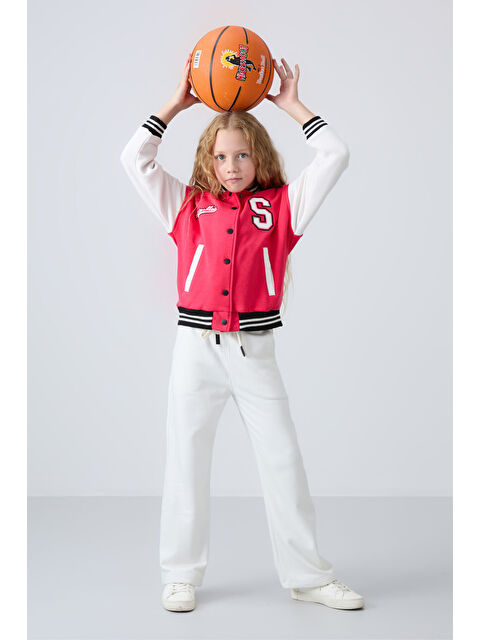 Tommylife Viva Kırmızı Pamuklu İçi Tüylü Yumuşak Dokulu Standart Fit Nakışlı Kız Çocuk Kolej Ceket - 75163 - S000330279-20045