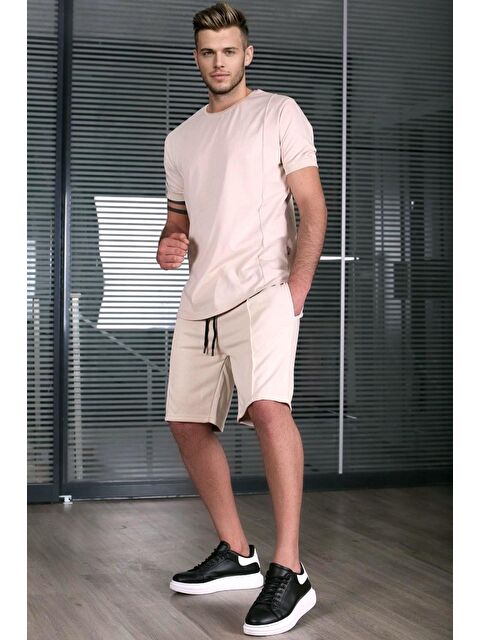 Madmext Bej Erkek Şort Takım 5213 - S000031427-19928
