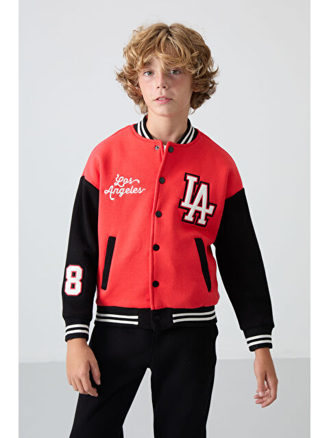 Tommylife Fiesta Pamuklu Kalın İçi Tüylü Yumuşak Dokulu Standart Fit Nakışlı Erkek Çocuk Kolej Ceket - 11258 - S000330252-20045