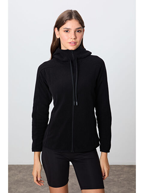 Tommylife Siyah Kalın Yumuşak Dokulu Kapüşonlu Standart Fit Nakışlı Polar Kadın Sweatshirt  97287 - S000332328-19351