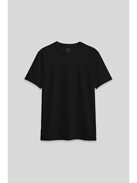 Tommylife Siyah O Yaka Standart Fit Basic Kadın T-Shirt - 97311 - S000448631-19351