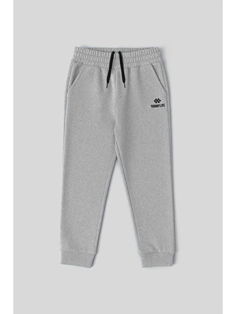 Tommylife Gri Melanj Standart Fit Manşetli İnce Erkek Çocuk Eşofman Alt - 11205 - S000441280-74