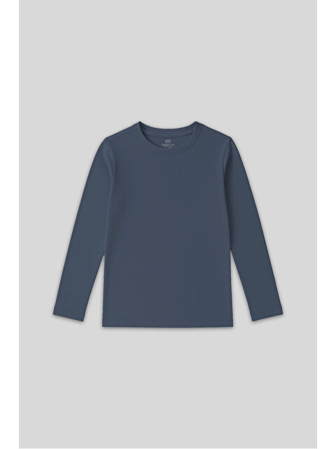 Tommylife Koyu Mavi O Yaka Standart Fit Basic Uzun Kollu Unisex Çocuk T-Shirt - 11329 - S000446273-19393