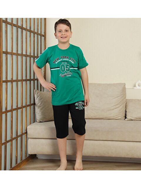 Formo Erkek Çocuk %100 Doğal Pamuk Kısa Kollu  Kaprili Pijama Takımı - S000397407-18194