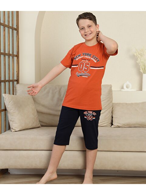 Formo Erkek Çocuk %100 Doğal Pamuk Kısa Kollu  Kaprili Pijama Takımı - S000397407-18657