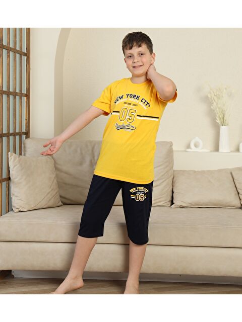 Formo Erkek Çocuk %100 Doğal Pamuk Kısa Kollu  Kaprili Pijama Takımı - S000397407-20072