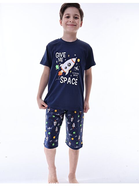 Formo Erkek Çocuk %100 Doğal Pamuk Kısa Kollu  Kaprili Pijama Takımı - S000397403-21164