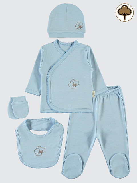 Civil Baby Bebek Organik 5'li Zıbın Takımı 0-1 Ay Mavi - S000201963-17234