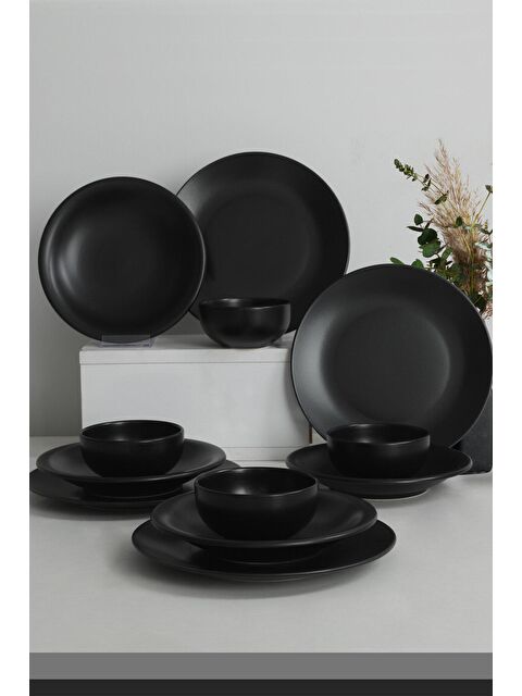 Keramika Ege Mat Siyah Yemek Takımı 12 Parça 4 Kişilik - S000027931-22238