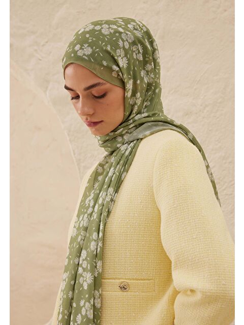 Fresh Scarfs Papatya Desen Rami Şal Haki