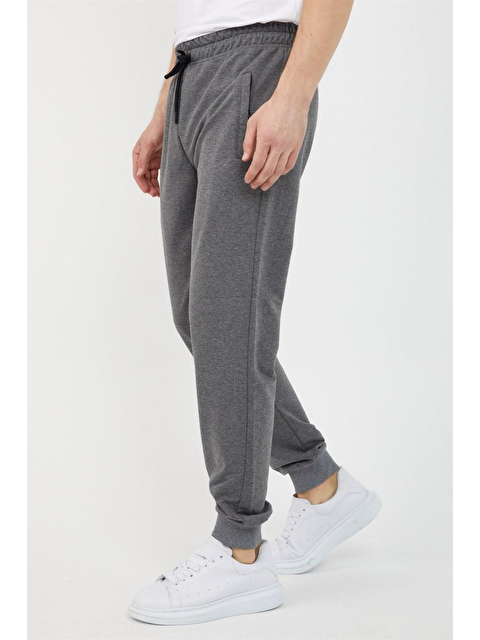Mmetalic Antrasit  Paça Ribanalı Cep Fermuar Detaylı Erkek Büyük Beden Jogger Eşofman Altı - S000288960-29666