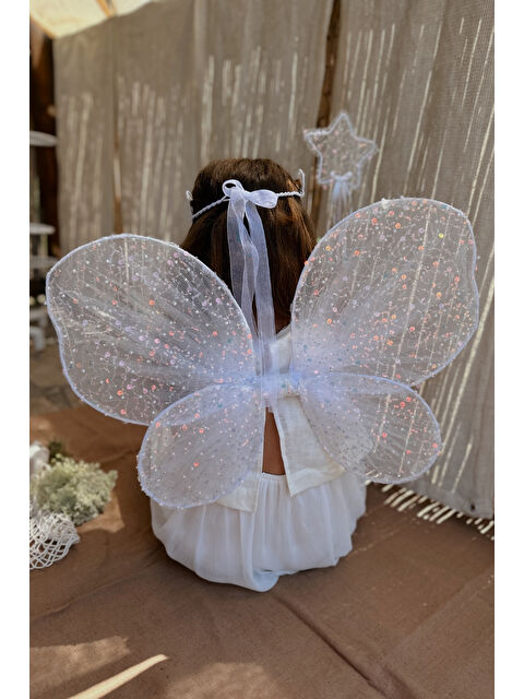 Le Mabelle Pembe Pullu Boncuklu 3'lü Kelebek Kanat Asa Taç Set - S000424974-20024