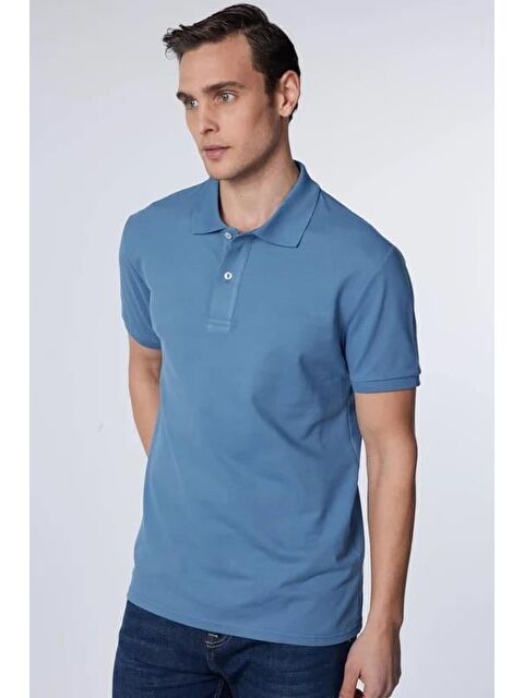 TUDORS Erkek Slim Fit Dar Kesim Pamuklu Yumuşak Dokulu Serin Tutan Kumaş Düz Pike Polo Yaka Tişört - S000221831-20019
