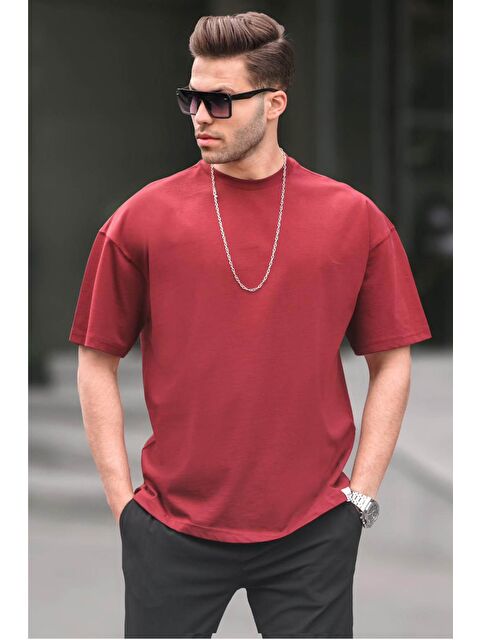 Madmext Erkek Bordo Oversize Fit Basic %100 Pamuk Tişört 6066 - S000015946-19951
