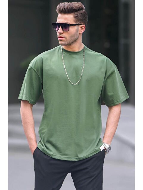 Madmext Erkek Haki Oversize Fit Basic %100 Pamuk Tişört 6066 - S000015946-18547
