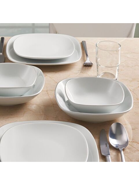 GÜRAL PORSELEN Mimoza 24 Parça 6 Kişilik Yemek Takımı Pırlanta - S000336418-37646