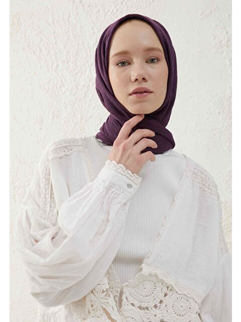 Fresh Scarfs Bürümcük Şal Patlıcan Moru